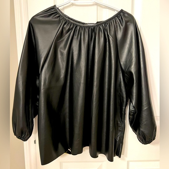 Black pleather blouse - Picture 1 of 4